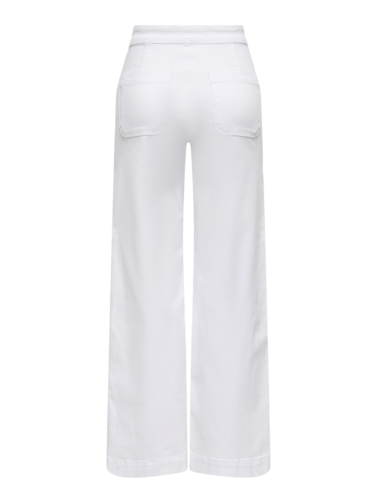 ONLY Madison High Waist Button Wide Denim 730-White Denim White DENIM flat front view