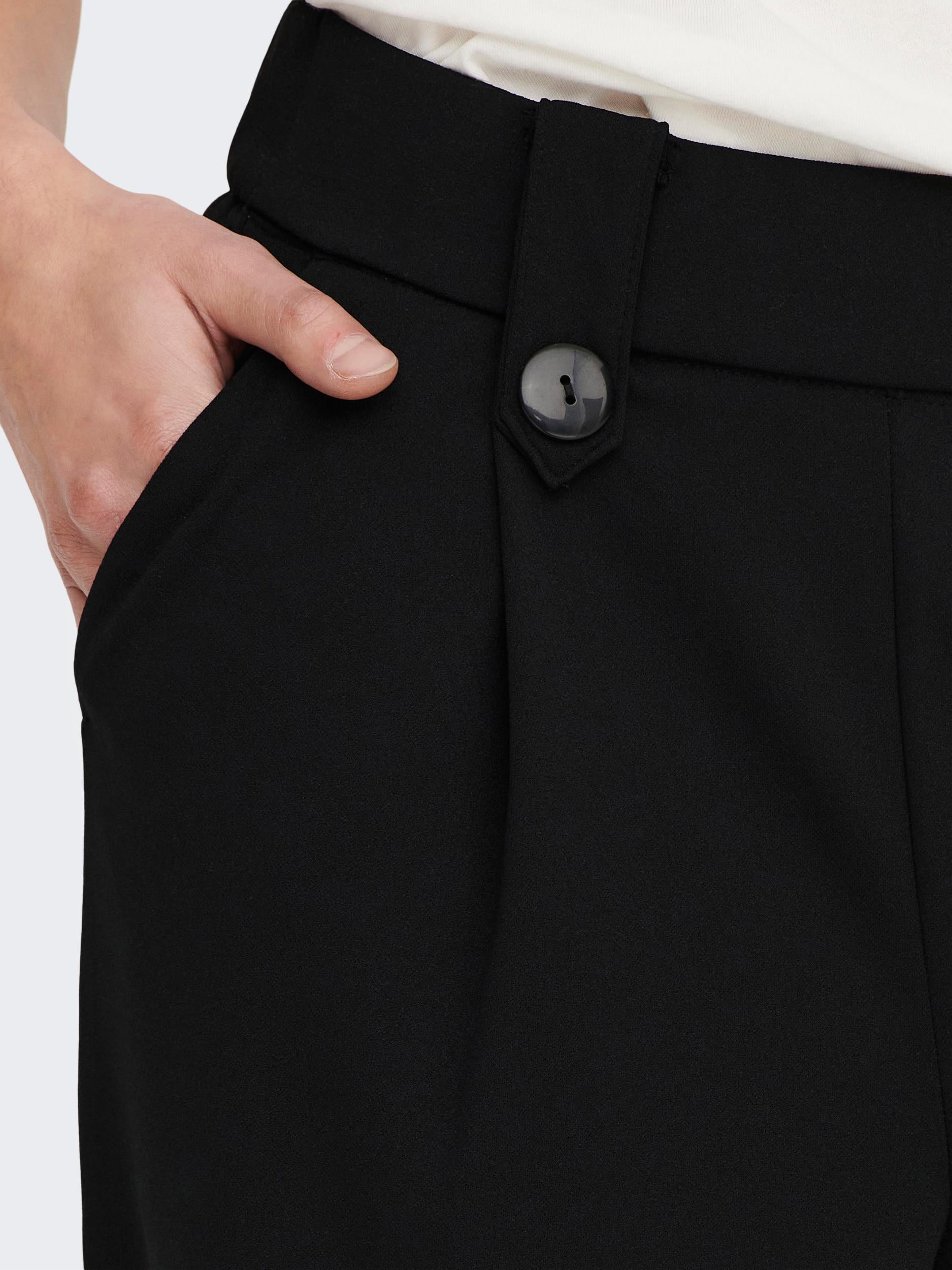Sania Button Black Pant-Close up detail