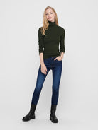 ONLY Karol Long Sleeve Rollneck Pullover Knit-Rosin Rosin model front view