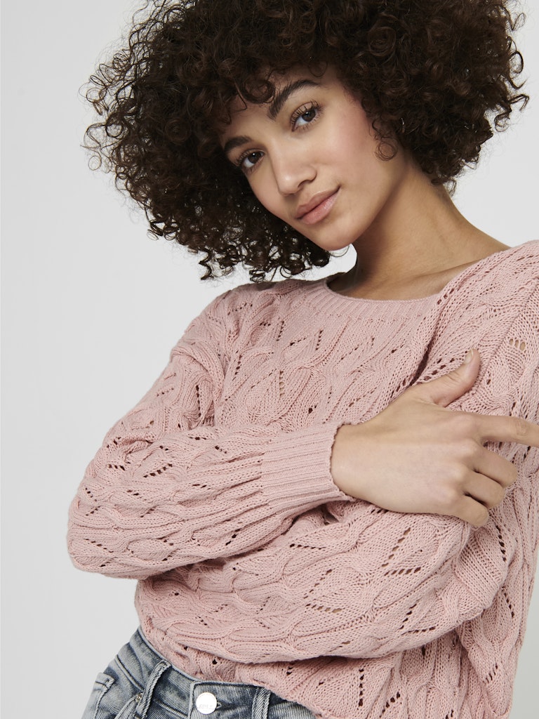 Ladies Brynn Life Structure Long Sleeve Pullover Knit-Adobe Rose-Closer View