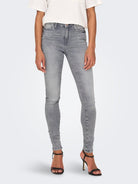 ONLY Power Mid Push Up-Grey Denim Grey Denim front view