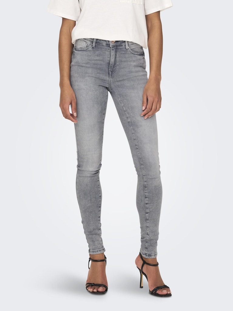 ONLY Power Mid Push Up-Grey Denim Grey Denim front view