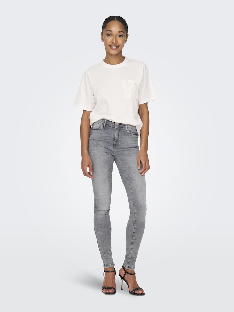 ONLY Power Mid Push Up-Grey Denim Grey Denim model front view