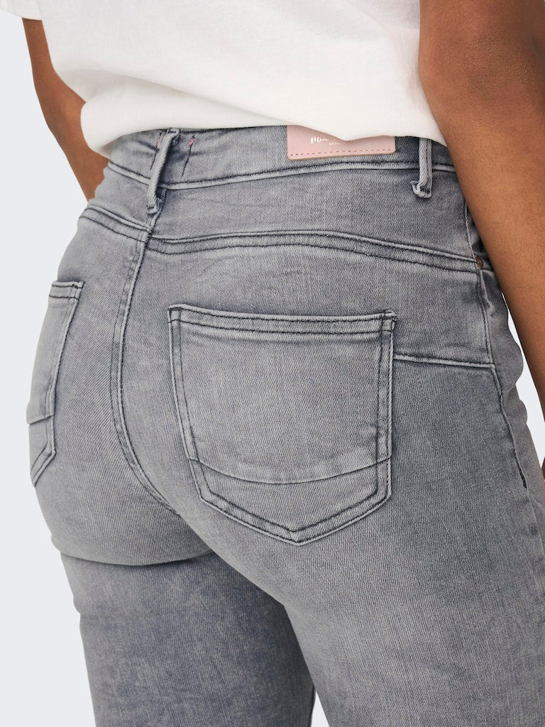Ladies Power Mid Push Up-Grey Denim-Close Up of Back View