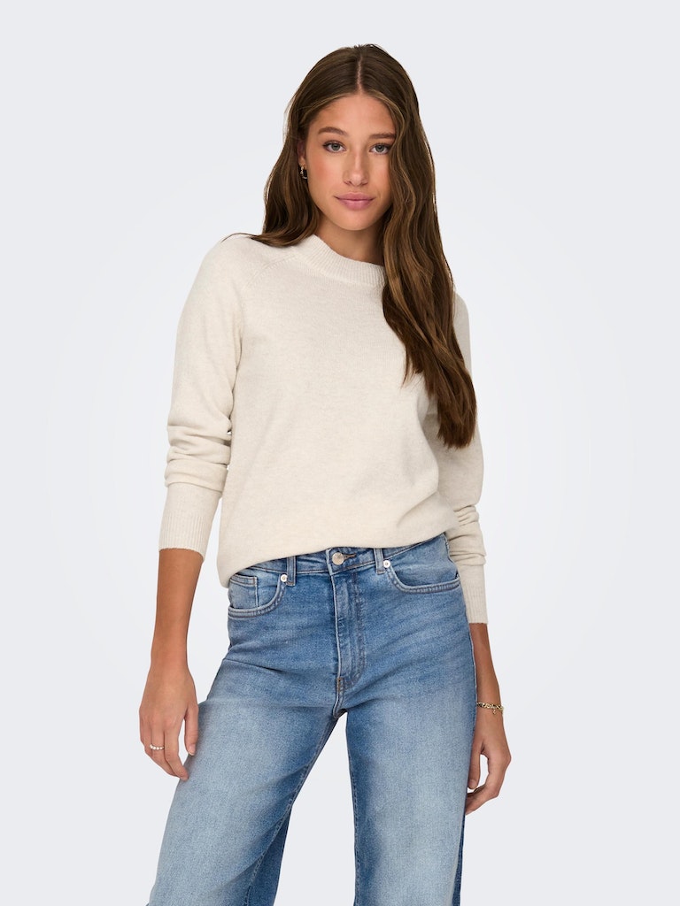 ONLY Rica Life Long Sleeve Birch Pullover Knit - Birch Birch back view
