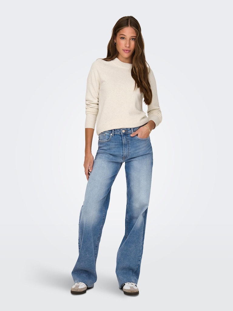 ONLY Rica Life Long Sleeve Birch Pullover Knit - Birch Birch model front view
