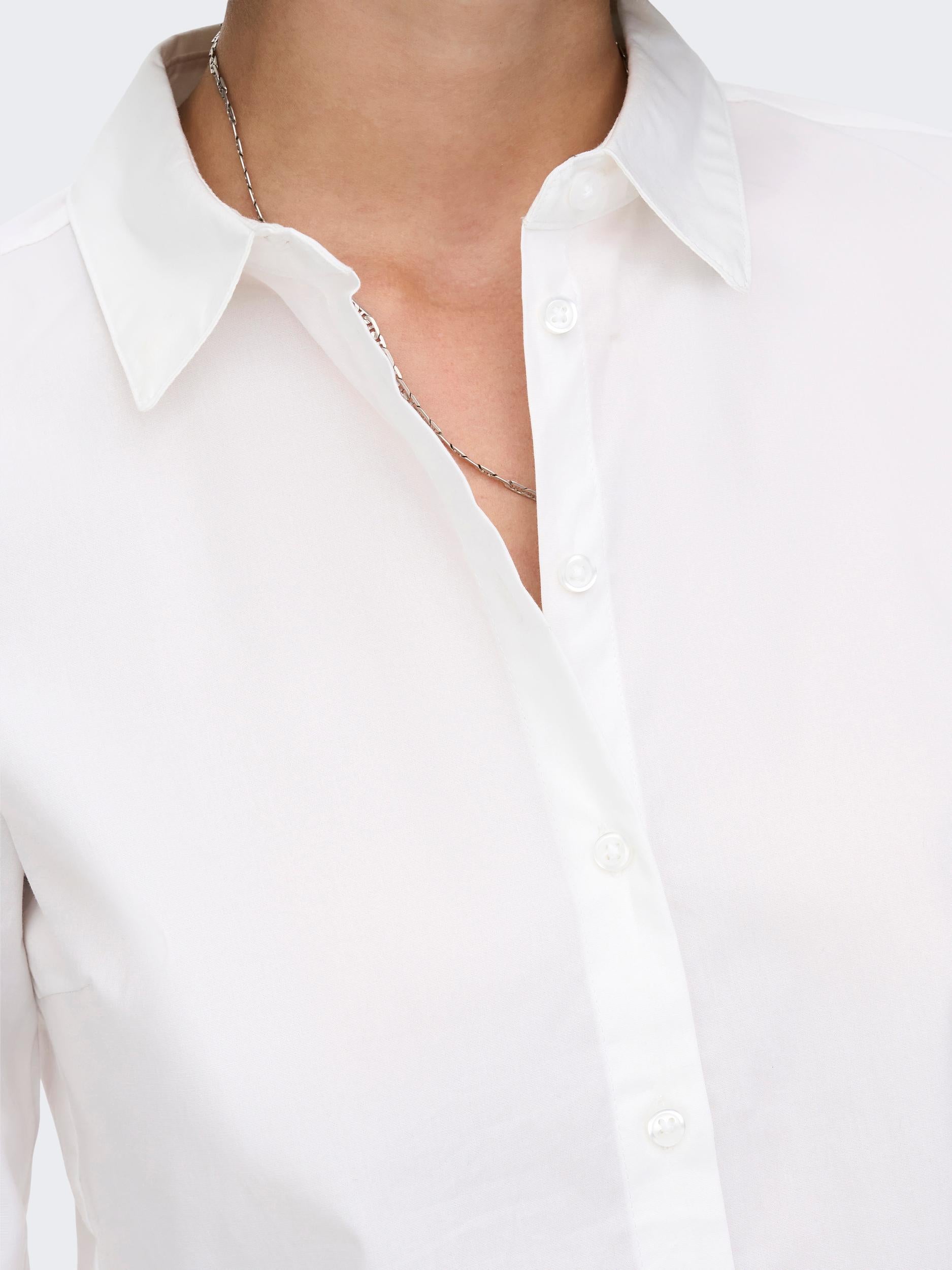 Ladies Frida Long Sleeve White Shirt-Collar View