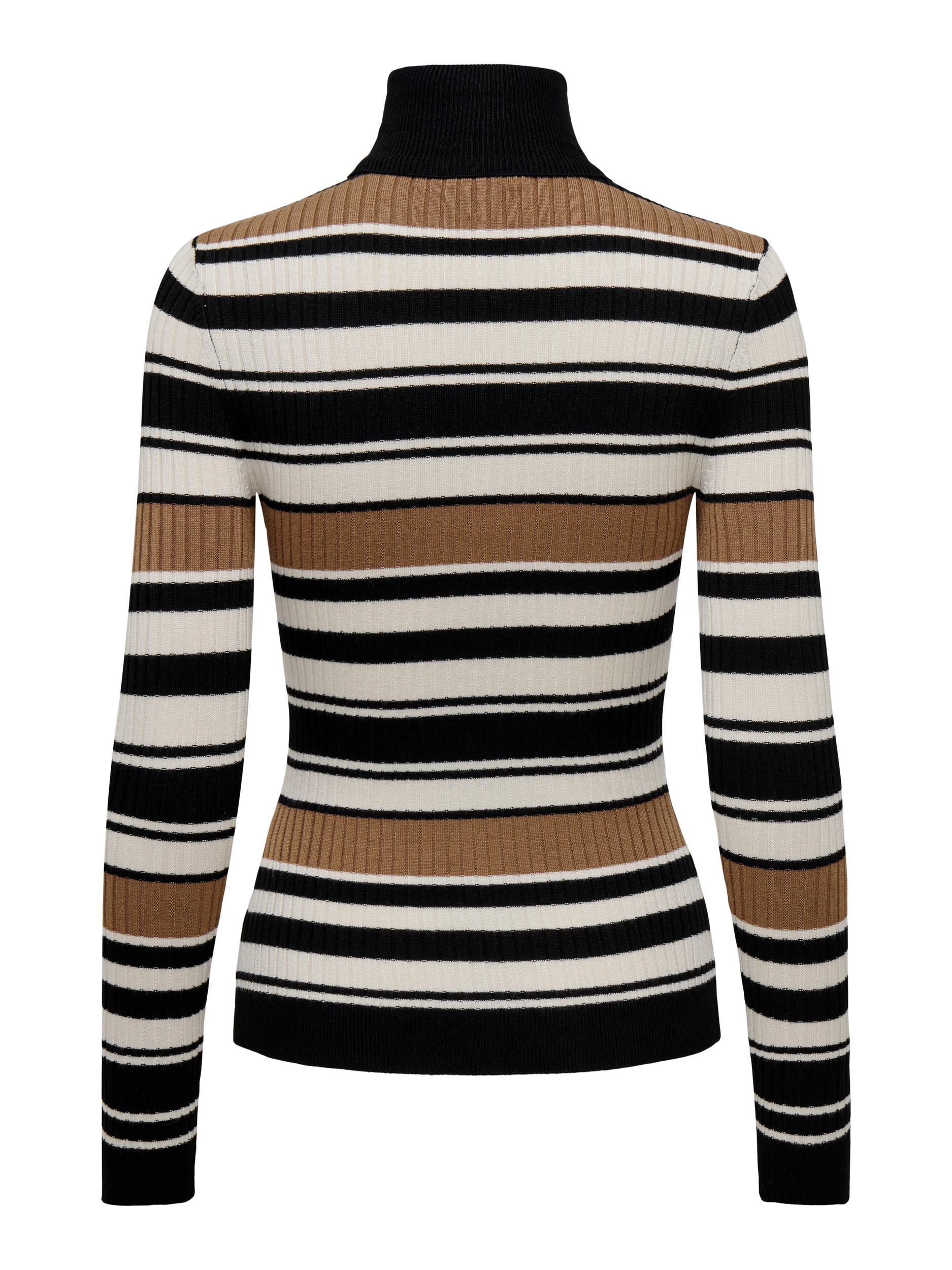 Ladies Karol Long Sleeve Rollneck Pullover Knit-Black-Back View