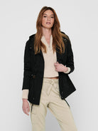 ONLY Lorca Canvas Parka-Black BLACK model front view
