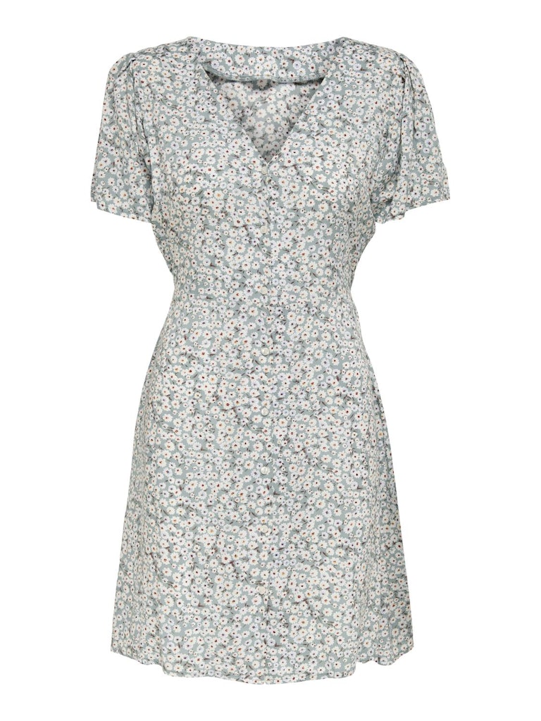 Ladies Evida Short Sleeve Mini Dress-Gray Mist-Front View