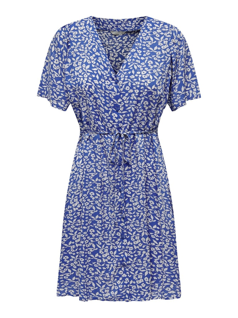 Ladies Evida Short Sleeve Mini Dress-Nebulas Blue-Front View