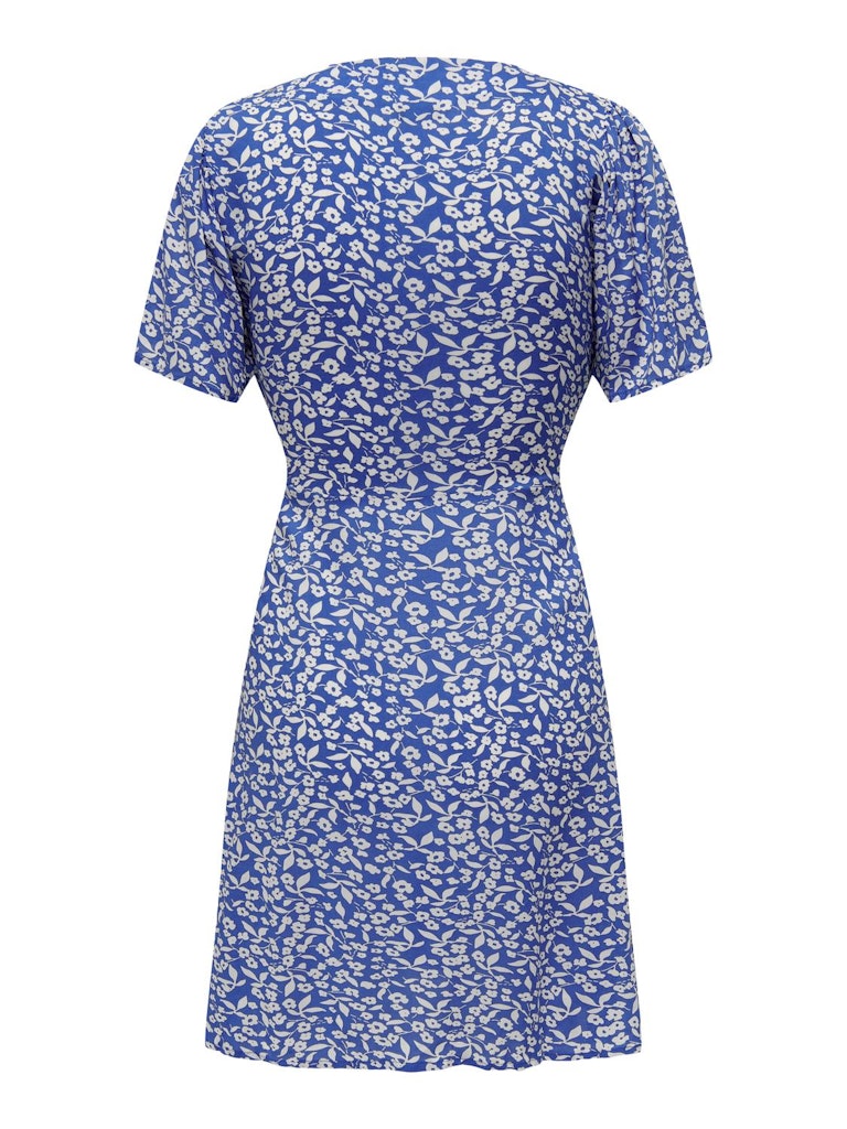 Ladies Evida Short Sleeve Mini Dress-Nebulas Blue-Back View