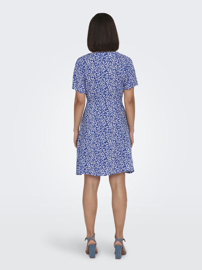 Ladies Evida Short Sleeve Mini Dress-Nebulas Blue-Model Back View