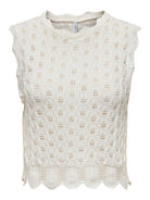 ONLY Luna Life O-Neck Tank Knit Cloud Dancer Top Cloud Dancer flat front view