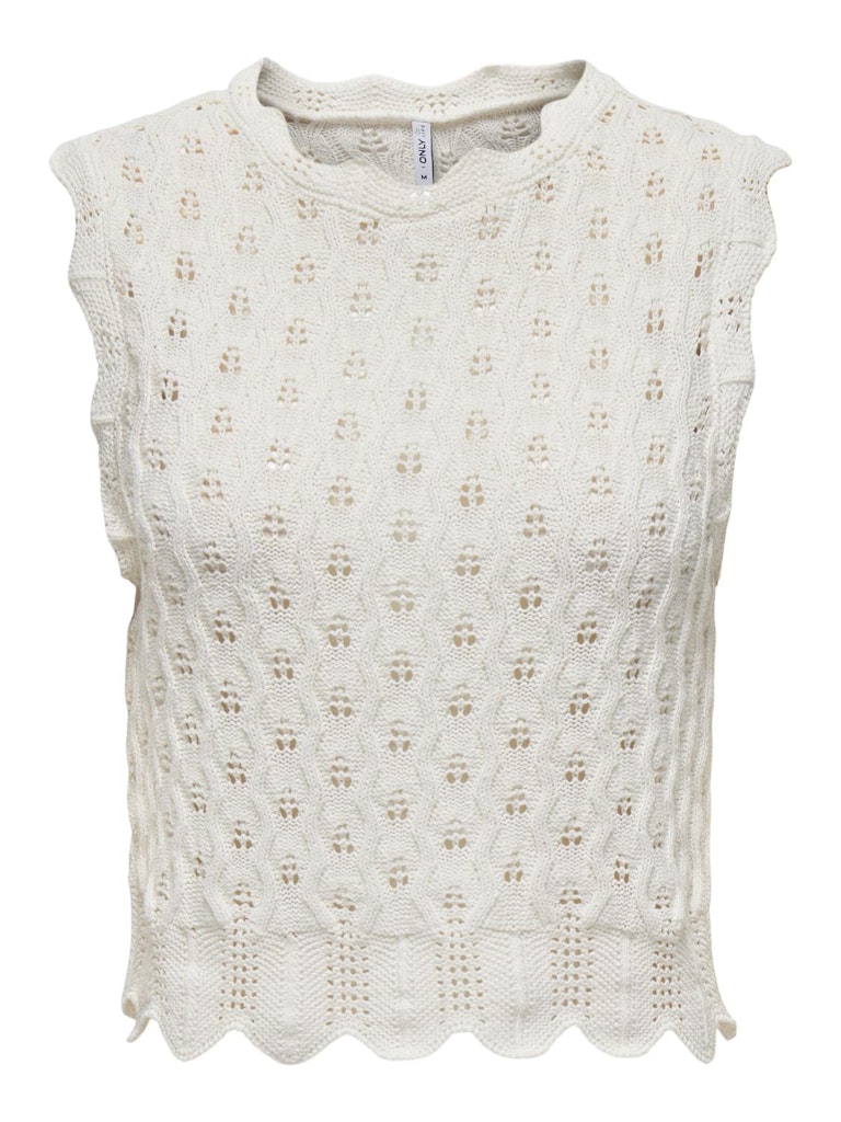 ONLY Luna Life O-Neck Tank Knit Cloud Dancer Top Cloud Dancer flat front view