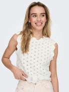ONLY Luna Life O-Neck Tank Knit Cloud Dancer Top Cloud Dancer front view
