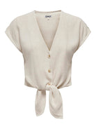 Front angle of women's Moonbeam knot top
