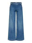 ONLY Madison High Waist Button Wide 769 Jeans Medium Blue Denim front view