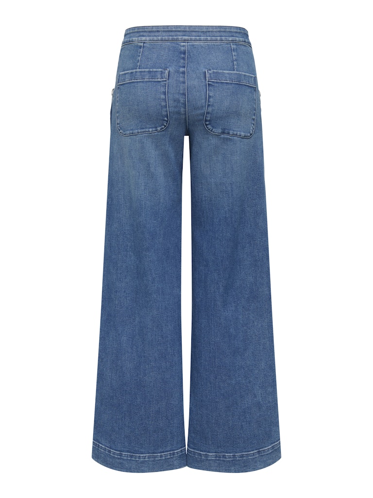 ONLY Madison High Waist Button Wide 769 Jeans Medium Blue Denim model front view
