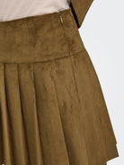 ONLY Tulip Faux Suede Pleat Skirt Cognac side view