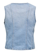 ONLY Aya Sleeveless Fitted Denim Vest-Light Blue Denim Light Blue Denim back view