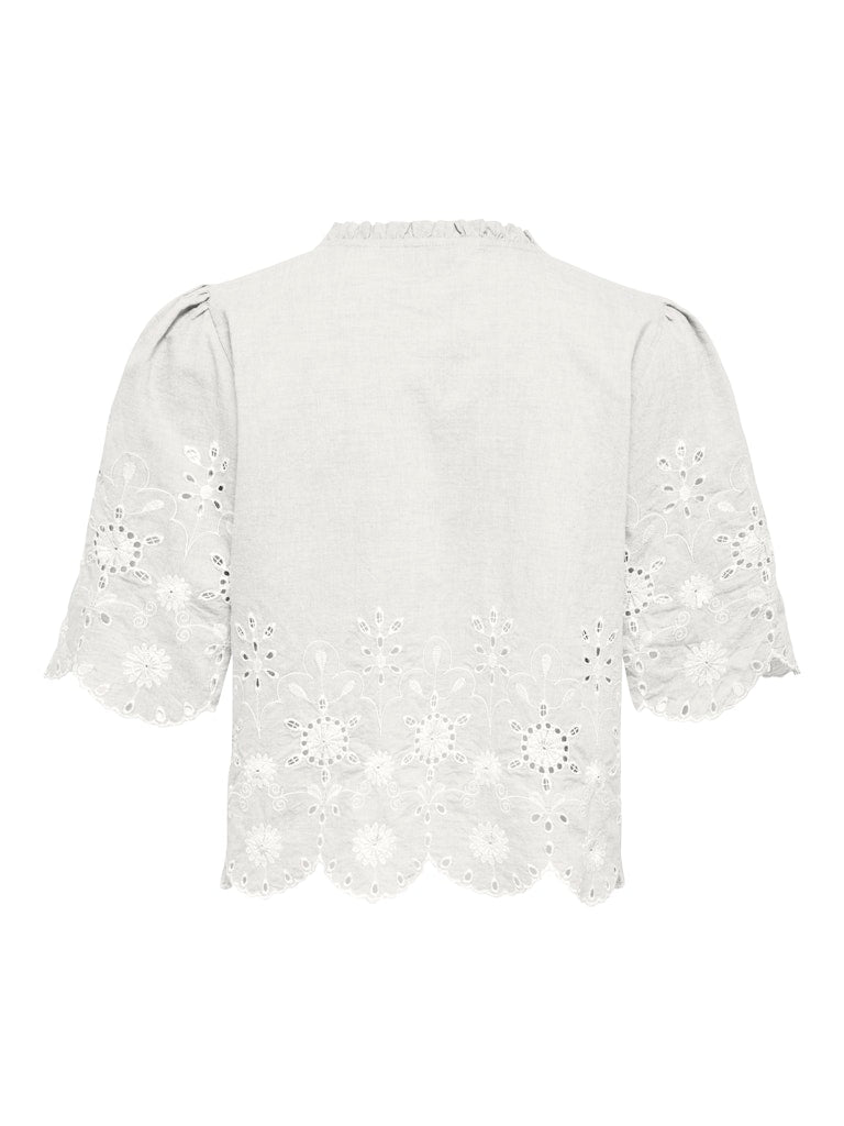 ONLY Miffy Short Sleeve Tie Top-Cloud Dancer CLOUD DANCER flat front view