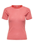 ONLY Onlelli Short Sleeve Rib Top-Spicy Orange Spicy Orange front view