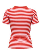 ONLY Onlelli Short Sleeve Rib Top-Spicy Orange Spicy Orange model front view