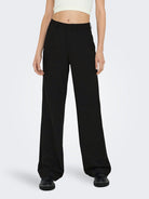 ONLY Berry Life High Waist Wide Trousers Black front view