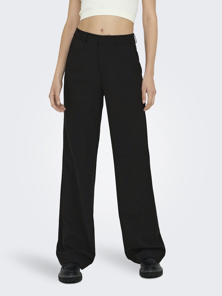 ONLY Berry Life High Waist Wide Trousers Black front view