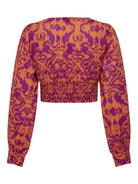 ONLY Lou Life Emb Long Sleeve V-Neck Short Top-Tigerlily Tigerlily model front view