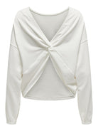 ONLY Sitta Long Sleeve 2-Way Twist O-Neck Sweatshirt-Cloud Dancer Cloud Dancer flat front view