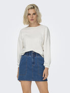 ONLY Sitta Long Sleeve 2-Way Twist O-Neck Sweatshirt-Cloud Dancer Cloud Dancer front view