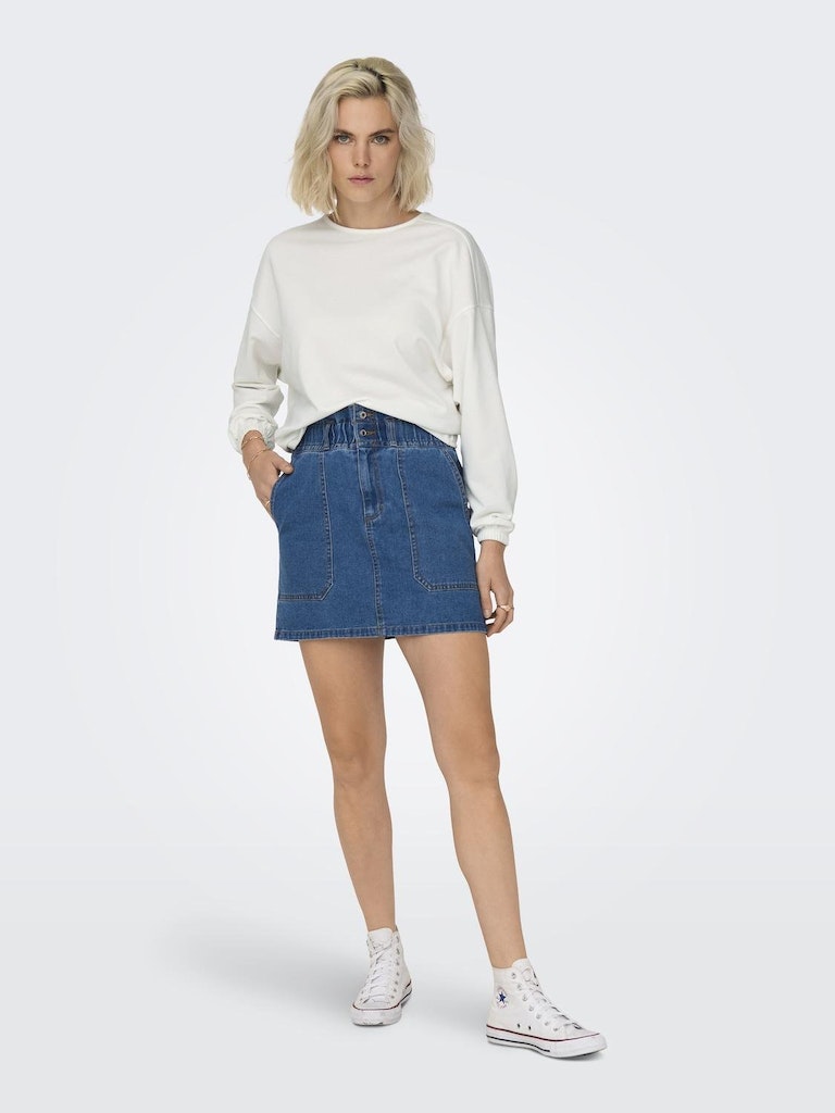 ONLY Sitta Long Sleeve 2-Way Twist O-Neck Sweatshirt-Cloud Dancer Cloud Dancer model front view
