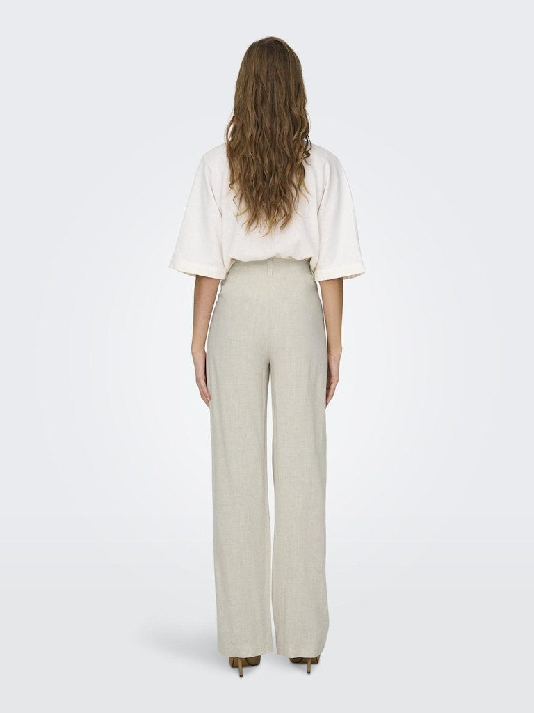 Ladies Agnes Linen Pants-Moonbeam-Model Back View