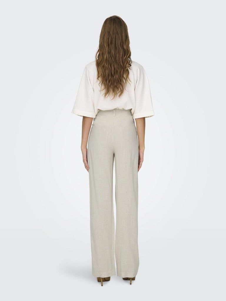 ONLY Agnes Linen Pants-Moonbeam Moonbeam back view