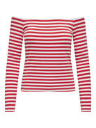 ONLY Heidi Long Sleeve Top-Flame Scarlet Flame Scarlet front view