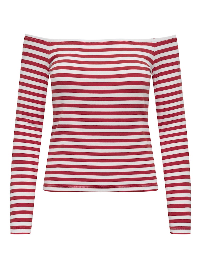 ONLY Heidi Long Sleeve Top-Flame Scarlet Flame Scarlet front view