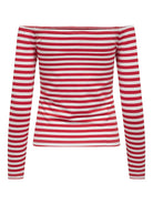 ONLY Heidi Long Sleeve Top-Flame Scarlet Flame Scarlet model front view