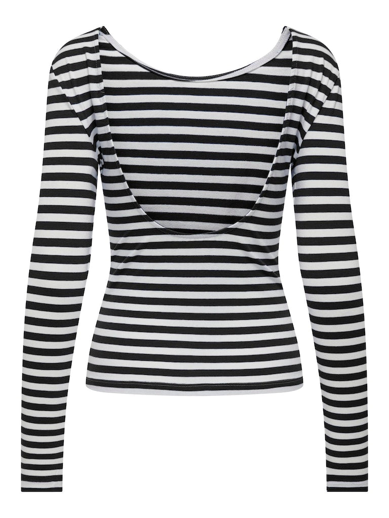 ONLY Heidi Long Sleeve Top-Black Black model front view