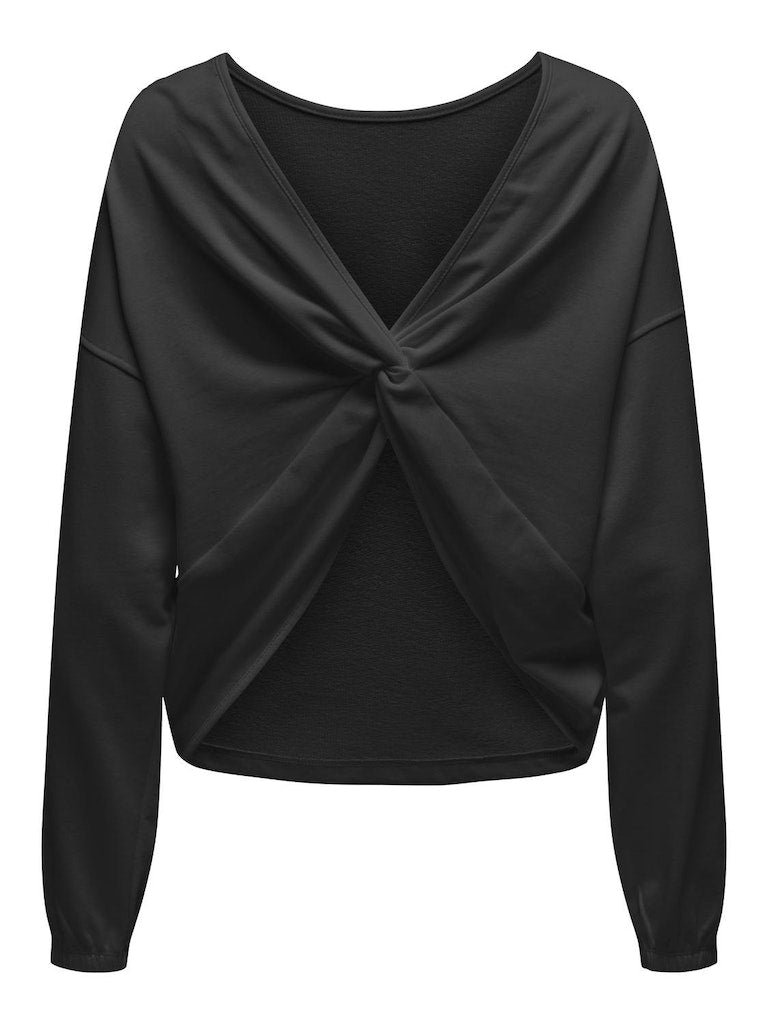 Ladies Sitta Long Sleeve 2-Way Twist O-Neck Sweatshirt-Black-Back View