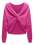 ONLY Sitta Long Sleeve 2-Way Twist O-Neck Sweatshirt-Raspberry Rose Raspberry Rose back view