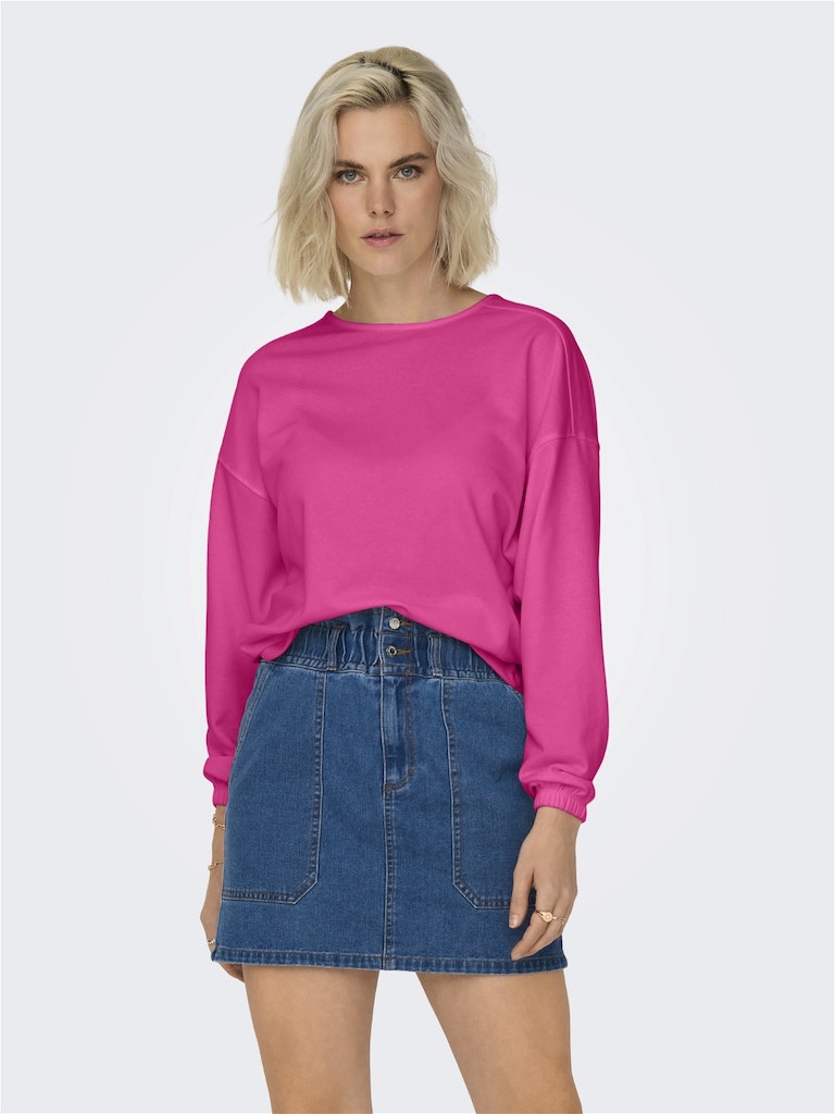 ONLY Sitta Long Sleeve 2-Way Twist O-Neck Sweatshirt-Raspberry Rose Raspberry Rose front view