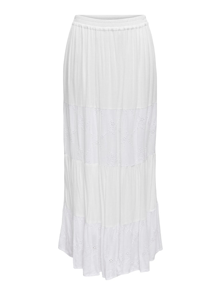 ONLY Chiara Long Skirt-Bright White Bright White front view