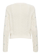 ONLY Rita Life Long Sleeve Cable Knit - Ecru Cashmere / Blue Flower Ecru Cashmere Blue Flower detail view