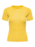 ONLY Onlelli Short Sleeve Rib Top-Lemon Meringue Lemon Meringue front view