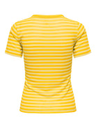 ONLY Onlelli Short Sleeve Rib Top-Lemon Meringue Lemon Meringue model front view