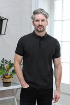 Kenrow Otto Polo in khaki worn by a model, front view