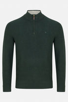 Benetti Oliver Forest 1/4 Zip knit sweater, front view, with quarter-zip collar and long sleeves.