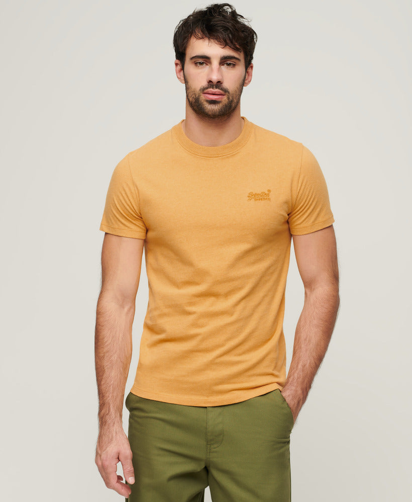 SUPERDRY Essential Logo Emb Tee-Ochre Yellow Marl Ochre Yellow Marl front view